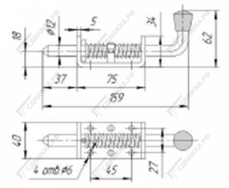 Фиксатор пружинный L=190мм 52040