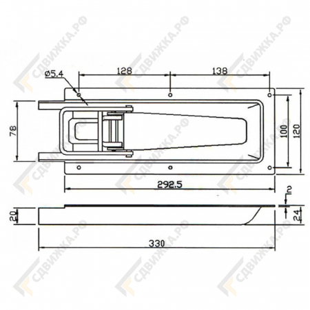 Бортовой замок врезной 9036