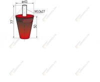 Буфер резиновый (конический) d.43 h50 m10*27 1964