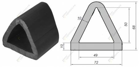 Буфер (отбойник) резиновый, размеры: 2500х72х68 1998