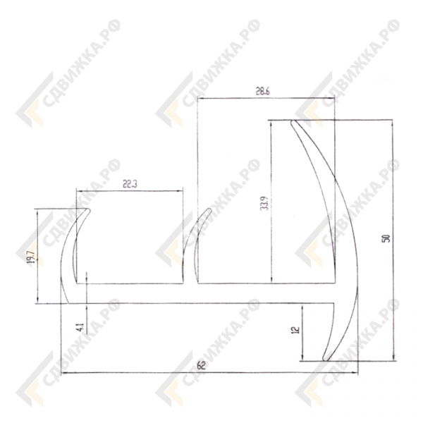 Уплотнитель 60мм 704