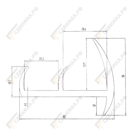 Уплотнитель 60мм 704
