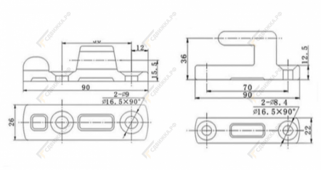 Петля бортовая 90 мм 14320