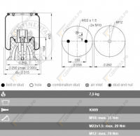 Пневморессора в сборе с пластиковым стаканом SCHMITZ 4158NP03, TRL1089