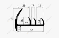 Уплотнитель 5014ТЭП 57 мм на двери фургона 30м