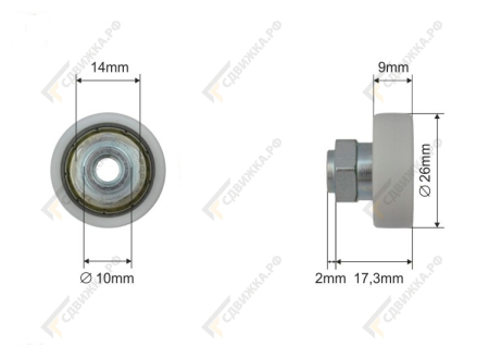 Ролик крыши в пластиковой обойме d26 мм 1057718 /30051168/1110712