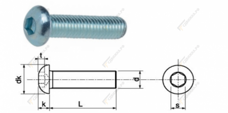 Винт М6х14 цинк 10,9 внутренний шестигранник, полукруглая головка