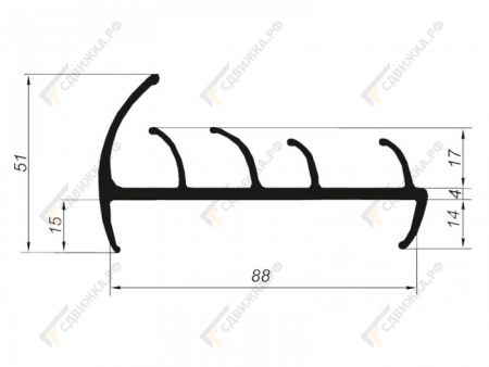 Уплотнитель 5018 ТЭП на двери фургона  88мм внутр L=30м