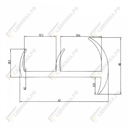 Уплотнитель 60мм 054