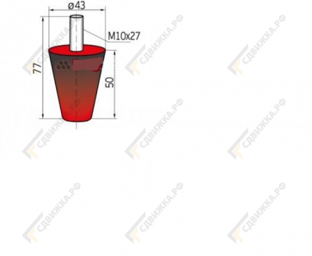 Буфер резиновый (конический) d.43 h50 m10*27 1964