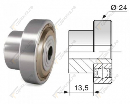 Ролик на тележку закрытый под болт с юбкой 13,5мм top line 53109